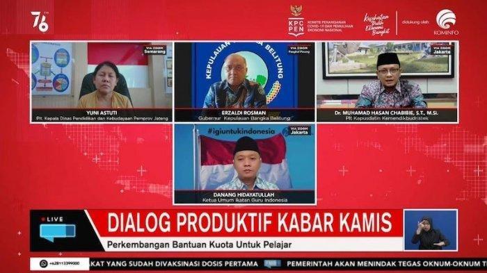 Tangkapan Layar Acara Diskusi Forum Merdeka Barat 9 dengan tema Perkembangan Bantuan Kuota Belajar
