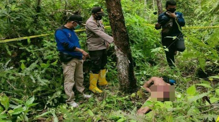 Kapolsek Tanah Abang Polres PALI AKP Bambang saat melakukan olah TKP.