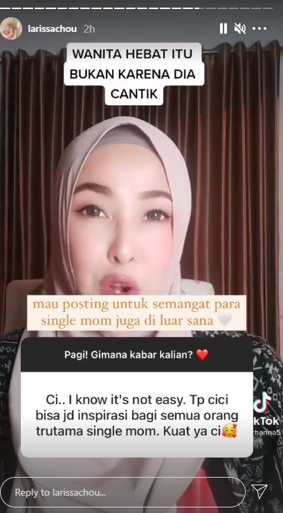 Larissa Chou unggah soal kehebatan wanita janda alias single mom.