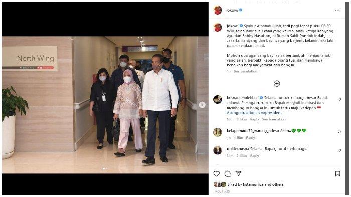 Presiden Jokowi dan Ibu Iriana Sambut Kelahiran Cucu Kelima, dari pasangan kahiyang ayu dan Bobby Nasution