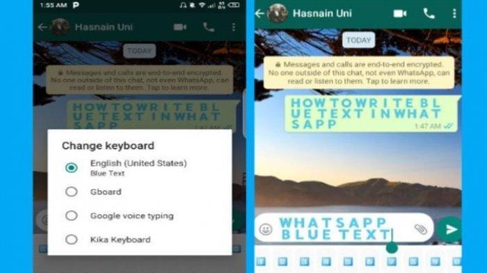 Pengguna harus mendownload aplikasi Blue Words di Google Play Store agar bisa memodifikasi warna teks chat di Whatsapp.
