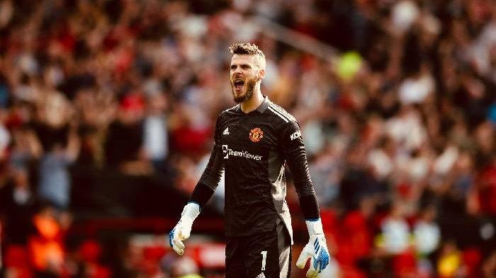 David de Gea dalam pertandingan pekan ke-33 Liga Premier Inggris saat Man United menjamu Norwich di stadion Old Trafford pada 16 April 2022. Meski laga berakhir dengan skor 3-2, Kiper MU itu mengaku stress sepanjang pertandingan.