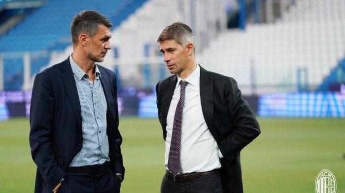 Direktur teknik Paolo Maldini dan direktur olahraga AC Milan, Ricky Massara.