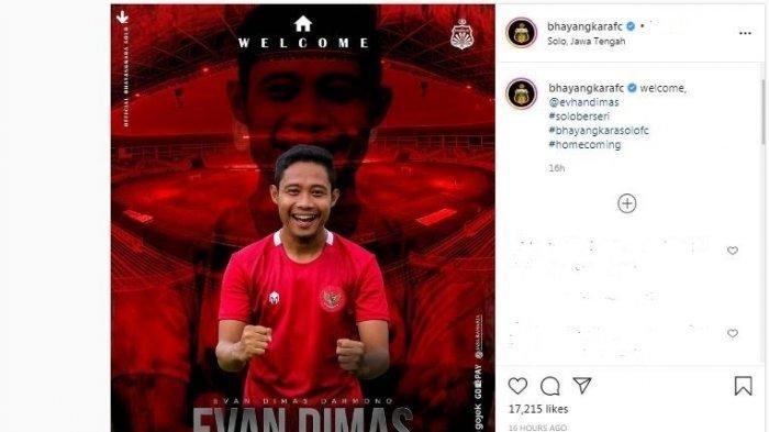 Evan Dimas diperkenalkan sebagai pemain baru Bhayangkara Solo FC