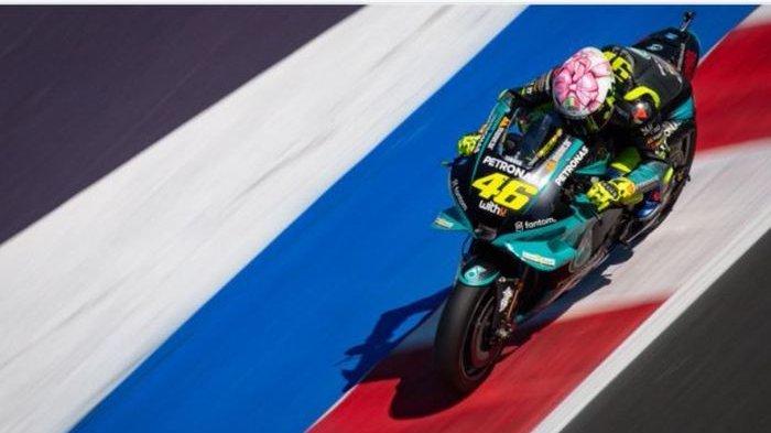 Pembalap Petronas Yamaha SRT, Valentino Rossi pada MotoGP San Marino 2021, Sabtu (18 September 2021)