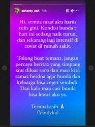 Kondisi terkini Ashanty Selasa (16/2/2021)