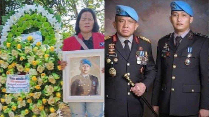 Pemakaman Brigadir J (kiri) dan Brigadir J bersama Irjen Ferdy Sambo (kanan).