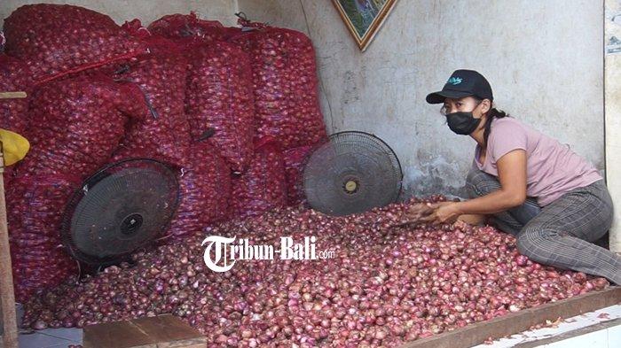 Penjual bawang merah di Pasar Galiran, Klungkung, Kamis (17/2/2022).
Yang akhirnya mengalami penurunan, dari harga sebelumnya yakni bawang merah.
Untuk bawang merah mengalami penurunan sebanyak 18,02.
Di mana sebelumnya, harga bawang merah dibanderol Rp 58 ribu per kilogram kini turun menjadi Rp 45 ribu.