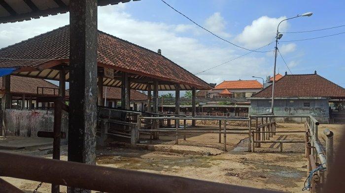 Kondisi pasar hewan beringkit yang tidak ada transaksi sapa saat kasus PMK merebak di Bali