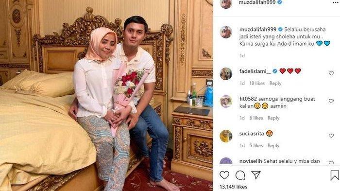 Postingan Muzdalifah di akun instagram. Muzdalifah bersama sang suami Fadel Islami