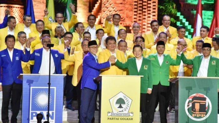 Ketua Umum DPP Partai Golkar Airlangga Hartarto bersama partai anggota Koalisi Indonesia Bersatu (KIB).