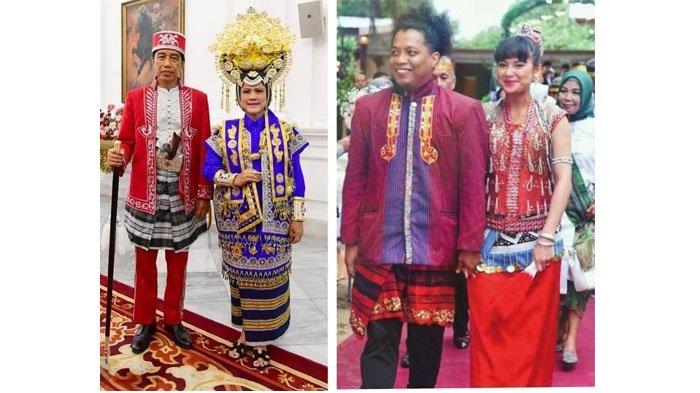 Kolase Presiden Jokowi berpakaian adat Buton dan Arie Kriting saat gelar syukuran pernikahan dengan Indah Permatasari