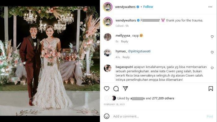 Wendy Walters mendadak ubah caption di foto nikah.