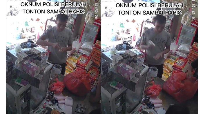 Oknum polisi di Bangka Barat ajak berkelahi pemilik toko lantaran tidak dilayani berhutang rokok, Rabu (19/10/2022).