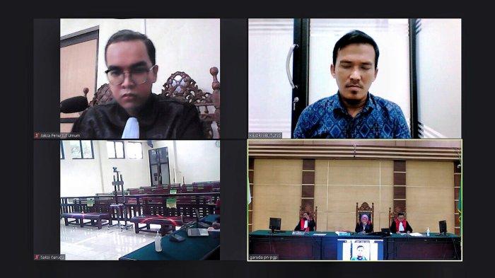 Screenshot sidang pembacaan putusan perkara TPPU dengan perkara awal Tipikor pengelolaan keuangan desa Air Saga.