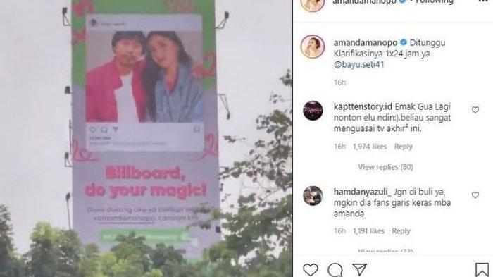 Amanda Manopo memberikan waktu untuk orang yang memasang fotonya di billboard selama 1x24 jam untuk klarifikasi.