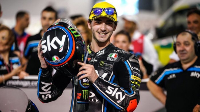Francesco Bagnaia berhasil memenangi balapan Moto2 Qatar di Sirkuit Losail, Minggu (18/3/2018).