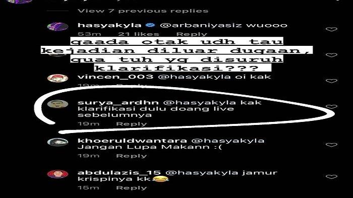 Hasyakyla Utami kesal dirinya disuruh klarifikasi padahal baru saja dilecehkan saat live Instagram.