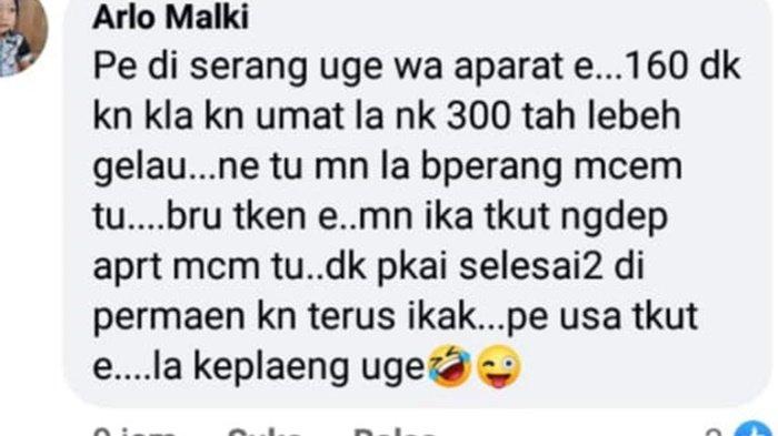 Komentar Marida di Facebook yang mengajak penambang untuk menyerang petugas penertiban tambang