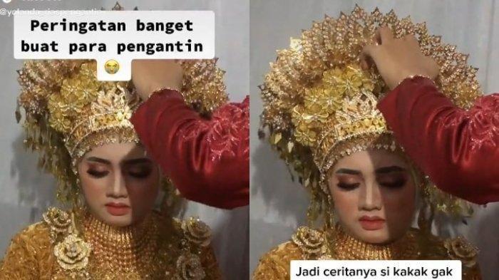 Pengantin wanita merasa tersiksa akibat mahkota yang beratnya mencapai 4 Kg
