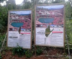 Spanduk Open Pit Nam Salu Panduan Wisatawan Dirusak Oknum