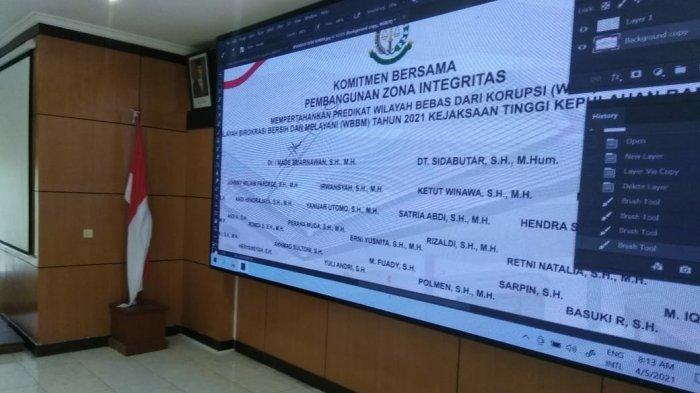 kegiatan penandatanganan secara Virtual komitmen bersama Zona Integritas guna mempertahankan predikat Wilayah Bebas dari Korupsi dan Wilayah Birokrasi Bersih dan Melayani Tahun 2021 Kejati Kepulauan Bangka Belitung.