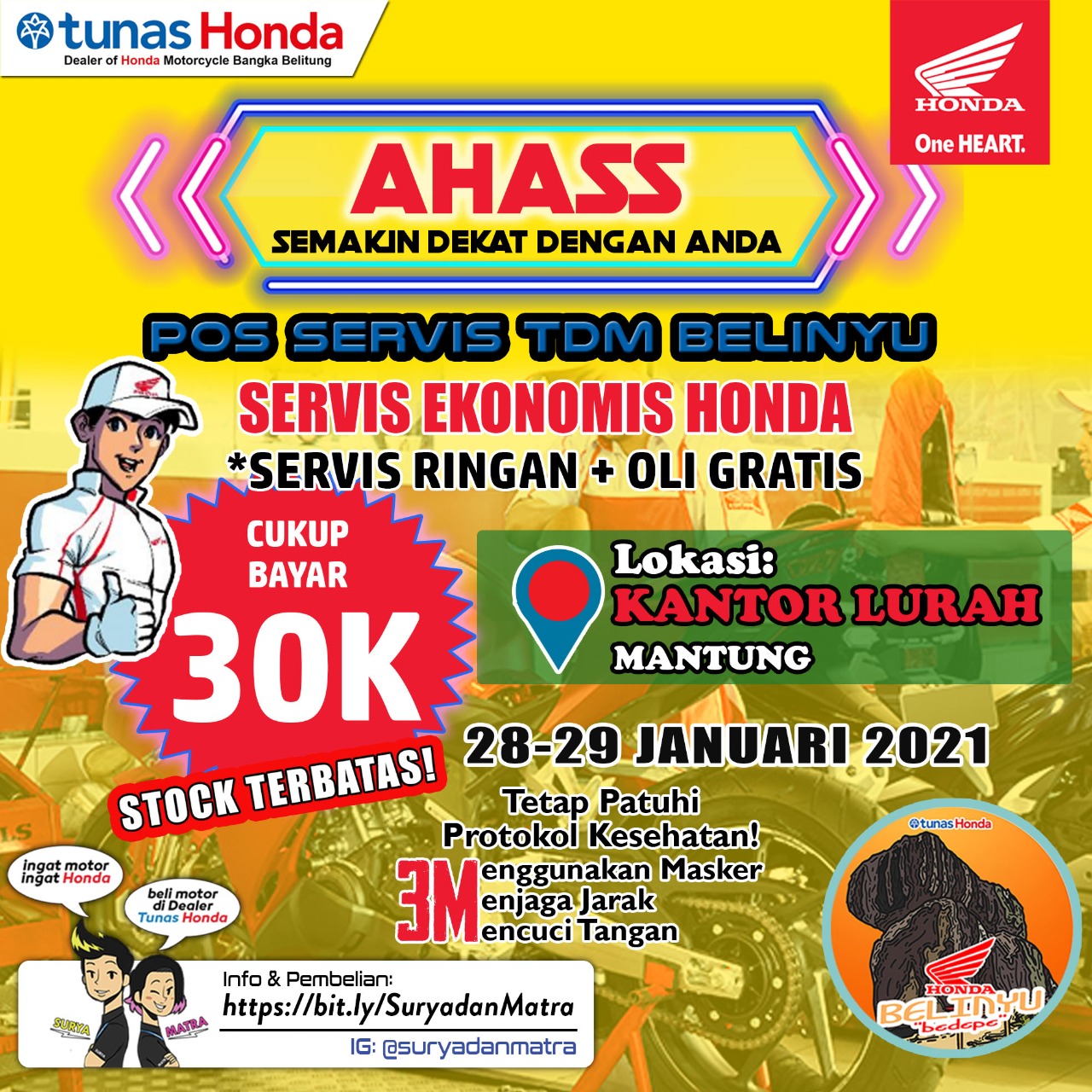 (Kamis,28/01/2021) Tunas Dwipa Matra (TDM) cabang Belinyu kembali adakan Servis Ekonomis spesial untuk pelanggannya.