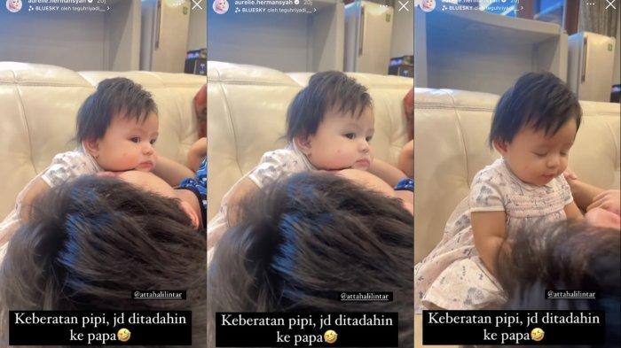 Kelakuan Ameena Hanna Nur Atta sandarkan pipinya pada wajah Atta Halilintar tuai sorotan Aurel Hermansyah.