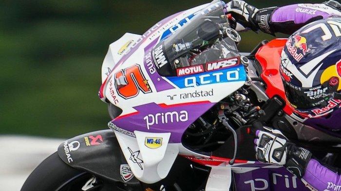 Aksi pebalap Pramac Ducati Johann Zarco di Sirkuit Red Bull Ring dalam latihan bebas 3 MotoGP Autria 2022, Sabtu (20/8/2022).