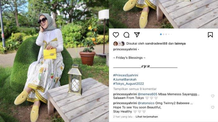 Unggahan instagram penyanyi Syahrini istri Reino Barack disukai oleh Sandra Dewi.
