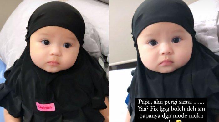 Wajah lucu Ameena menggunakan hijab buat Aurel Hermansyah dan Atta Halilintar tak kuat.