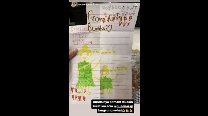 Isi surat Arsy Hermansyah untuk Ashanty yang sedang sakit.