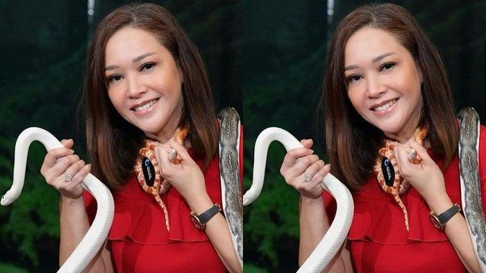 Maia Estianty bermain ular milik Irfan Hakim hingga dililit ke leher