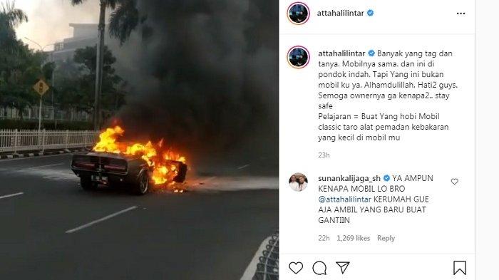 Klarifikasi Atta Halilintar tentang mobil mewah yang terbakar bukan miliknya.