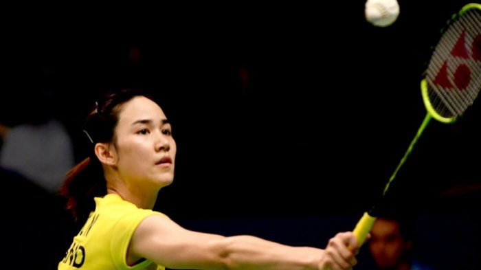, saat menjalani laga melawan Tai Tzu Ying (Taiwan) pada perempat final Indonesia Terbuka 2017 di Jakarta Convention Center (JCC) Senayan, Jakarta.