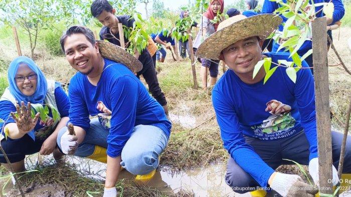 penanaman pohon mangrove rambai di Pulau Curiak Batola menjadi salah satu program CSR PT. Pamapersada Nusantara di bidang lingkungan.