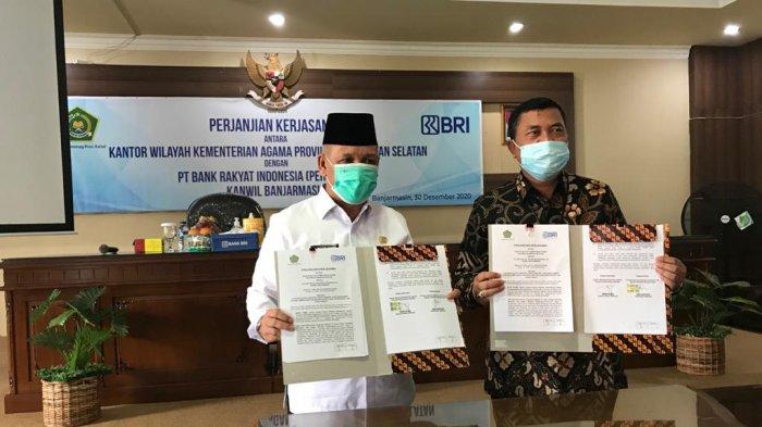 Penandatanganan perjanjian kerjasama BRI Kanwil Banjarmasin dengan Kanwil Kemenag Kalsel