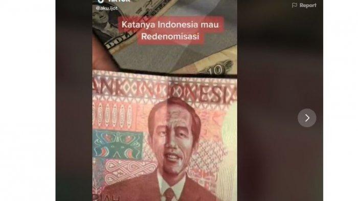 Viral unggahan video yang menunjukkan uang pecahan Rp 100 bergambar Presiden Joko Widodo (Jokowi).