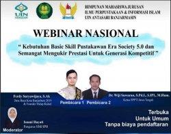 Webinar Nasional Mahasiswa UIN Antasari, Bahas Tema Kebutuhan Basic Skill Pustakawan Era Society 5.0