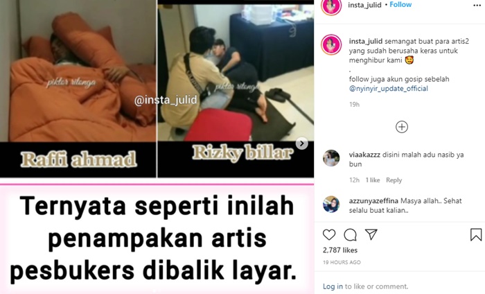 Kondisi istirahat Raffi Ahmad dan Rizky Billar