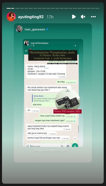 Isi chat karyawan Igun soal Ayu Ting Ting.