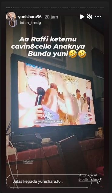 Unggahan Yuni Shara soal Raffi Ahmad jumpa Cello
dan Cavin