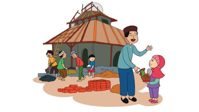 Siti menyumbangkan tabungannya untuk pembangunan masjid.