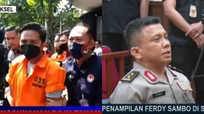 Bharada E mengenakan baju tahanan, tiba di lokasi rekonstruksi kasus pembunuhan Brigadir J di Jalan Saguling, Duren Tiga, Jakarta Selatan, Selasa (30/8/202).