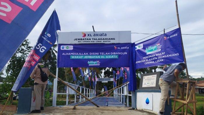 Jembatan Talagahiang di Kecamatan Cipanas, Lebak, sudah terlihat kokoh kembali setelah rusak parah diterjang banjir bandang pada awal 2020.