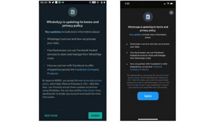 Notifikasi WhatsApp yang memberi tahu pengguna Android dan iPhone tentang kebijakan privasi dan persyaratannya yang diperbarui.