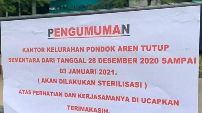 pengumuman kelurahan pondok aren tutup sementara