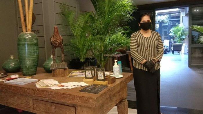 Protokol kesehatan di hotel The Kuningan Suites, Jakarta, Jumat (17/7/2020).