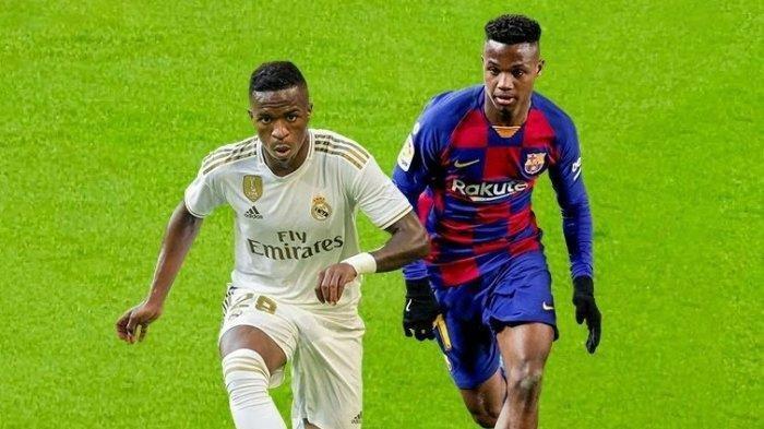 Ansu Fati dan Vinicius Junior, Pemain Barcelona dan Real Madrid. Real Madrid dan Barcelona akan saling berhadapan di El Clasico jilid satu di musim 2021/2022 ini.
