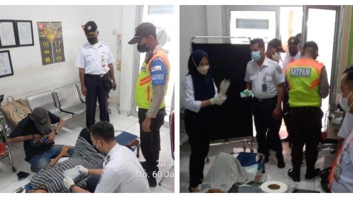 Seorang penumpang melahirkan seorang bayi di Stasiun Tanah Abang, Jakarta Pusat pada Senin (23/1/2023).
